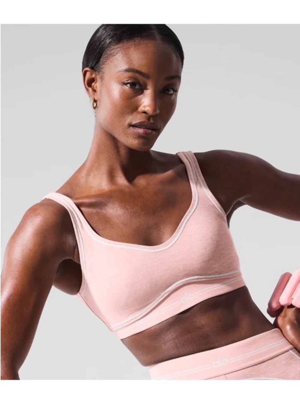 ALO Yoga Pink Scoop-Neck Sports Bra